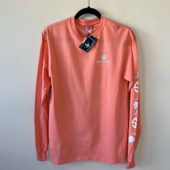 Simply Southern Scrub Life Nurse Long Sleeve Shirt Coral Pink Size Small NWT’s - Picture 3 of 8